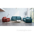 Poltrona reclinabile moderna dal design europeo con consolle e portabicchieri, divano reclinabile in pelle elettrico, set di mobili per soggiorno